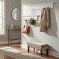 39" White Solid Wood Six Hook Wall Mount Coat Rack