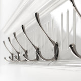 39" White Solid Wood Six Hook Wall Mount Coat Rack