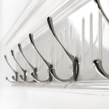 39" White Solid Wood Six Hook Wall Mount Coat Rack