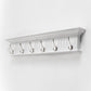 39" White Solid Wood Six Hook Wall Mount Coat Rack