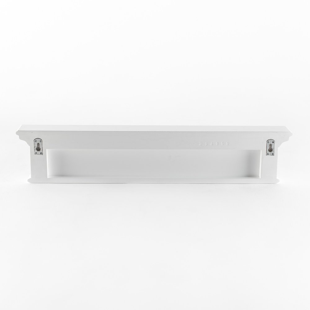 39" White Solid Wood Six Hook Wall Mount Coat Rack