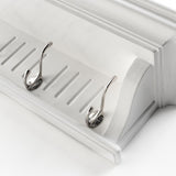 39" White Solid Wood Six Hook Wall Mount Coat Rack