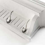 39" White Solid Wood Six Hook Wall Mount Coat Rack