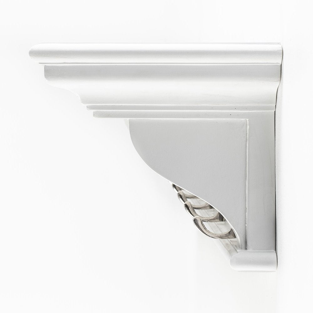 39" White Solid Wood Six Hook Wall Mount Coat Rack