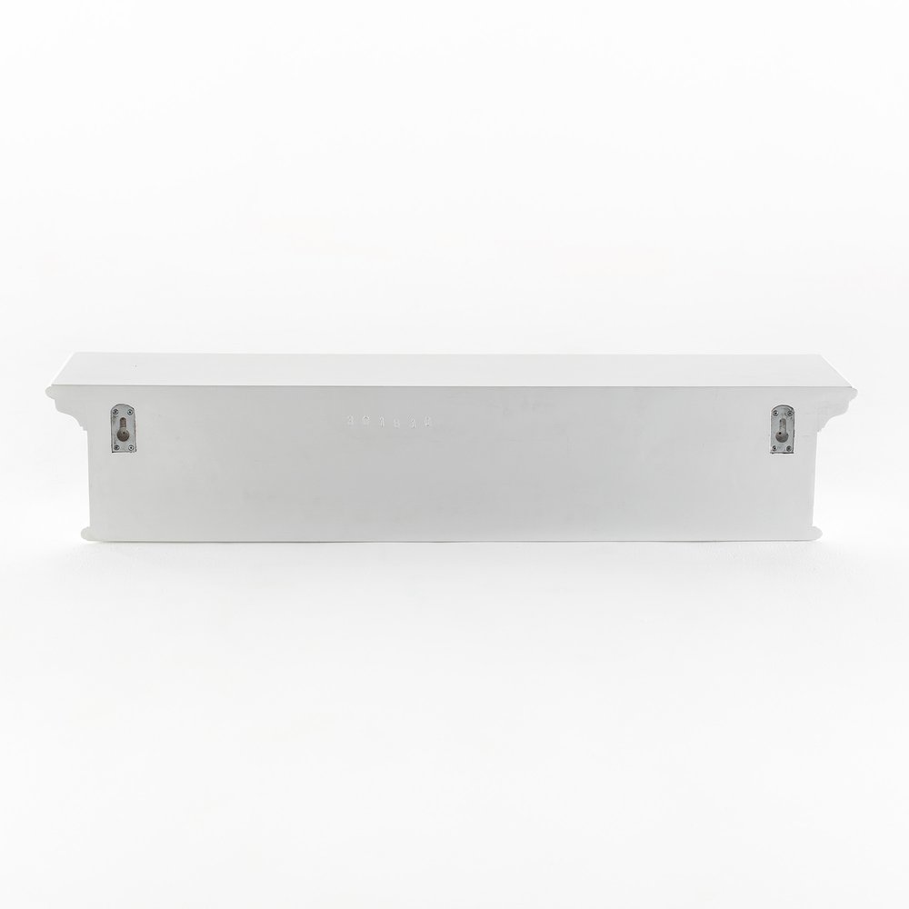 39" White Solid Wood Six Hook Wall Mount Coat Rack