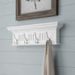 28" White Solid Wood Four Hook Wall Mount Coat Rack
