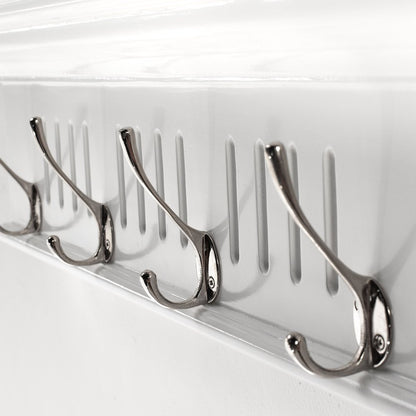 Four Hook 28" White Solid Wood Wall Mount Coat Rack