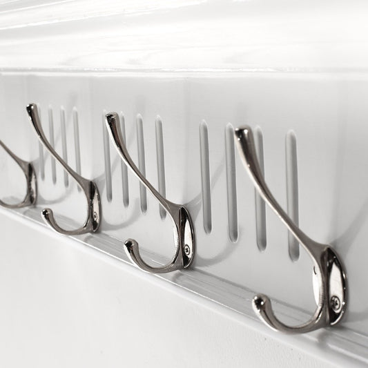 Four Hook 28" White Solid Wood Wall Mount Coat Rack