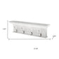 28" White Solid Wood Four Hook Wall Mount Coat Rack