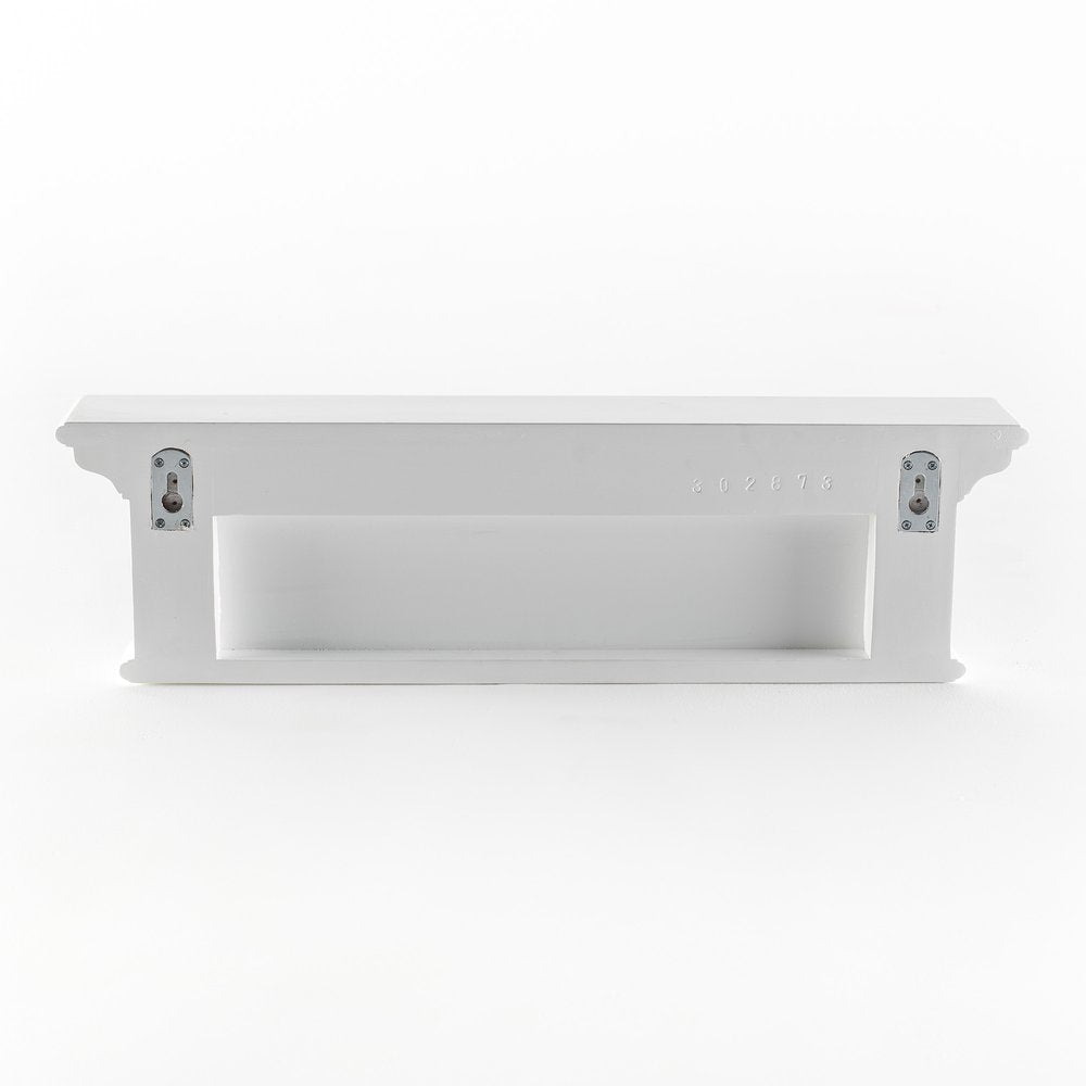 28" White Solid Wood Four Hook Wall Mount Coat Rack