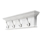28" White Solid Wood Four Hook Wall Mount Coat Rack