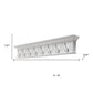 51" White Solid Wood Eight Hook Wall Mount Coat Rack