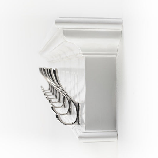 Eight Hook 51" White Solid Wood Wall Mount Coat Rack