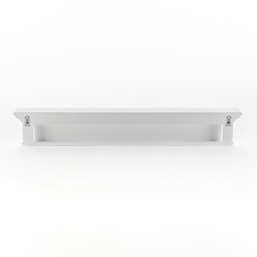 51" White Solid Wood Eight Hook Wall Mount Coat Rack