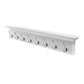 51" White Solid Wood Eight Hook Wall Mount Coat Rack