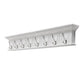 51" White Solid Wood Eight Hook Wall Mount Coat Rack