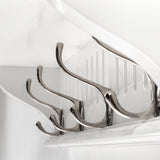 28" White Solid Wood Four Hook Wall Mount Coat Rack