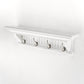 28" White Solid Wood Four Hook Wall Mount Coat Rack