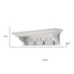28" White Solid Wood Four Hook Wall Mount Coat Rack