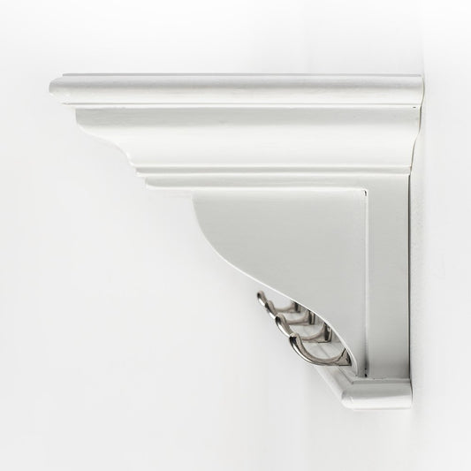 28" White Solid Wood Four Hook Wall Mount Coat Rack