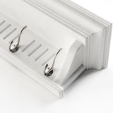 51" White Solid Wood Eight Hook Wall Mount Coat Rack