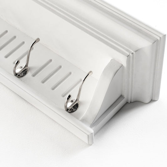 Eight Hook 51" White Solid Wood Wall Mount Coat Rack
