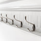 51" White Solid Wood Eight Hook Wall Mount Coat Rack
