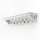51" White Solid Wood Eight Hook Wall Mount Coat Rack