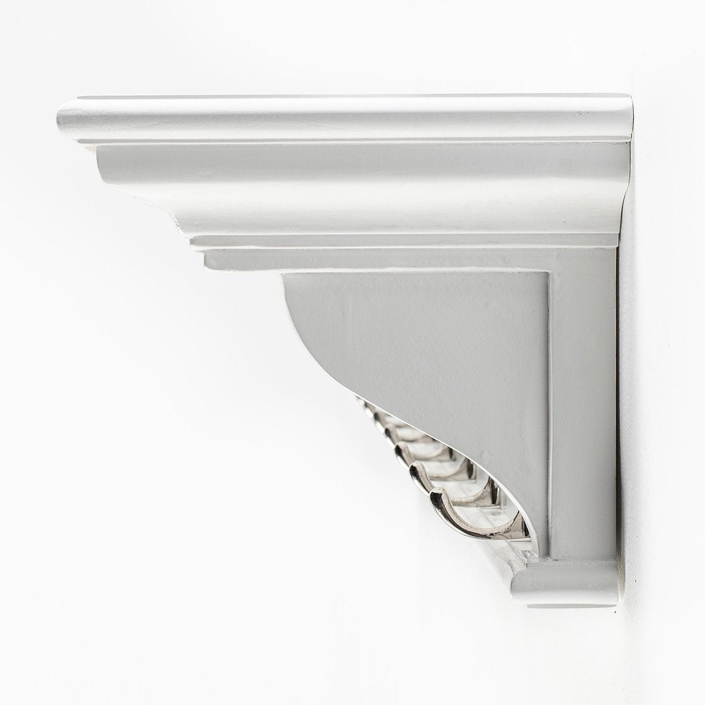 51" White Solid Wood Eight Hook Wall Mount Coat Rack