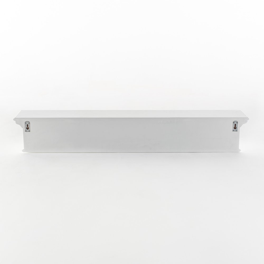 51" White Solid Wood Eight Hook Wall Mount Coat Rack