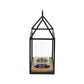 15" Black Metal Glass And Wood Geometric Two Light Hurricane Candle Holder
