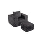 42" Charcoal Chenille Upholstered Arm Chair With Ottoman