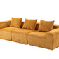 111" Gold Corduroy Modular Ribbed Compression Foam Sofa With Toss Pillows