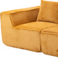 111" Gold Corduroy Modular Ribbed Compression Foam Sofa With Toss Pillows