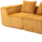 111" Gold Corduroy Modular Ribbed Compression Foam Sofa With Toss Pillows