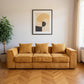 111" Gold Corduroy Modular Ribbed Compression Foam Sofa With Toss Pillows