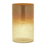 Set of Two Gold Glass Tabletop Pillar Candle Holders