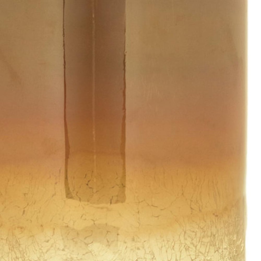 Set of Two Gold Glass Tabletop Pillar Candle Holders