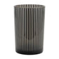 Set of Two Black Striped Glass Tabletop Pillar Candle Holders