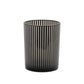 Set of Two Black Striped Glass Tabletop Pillar Candle Holders