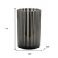 Set of Two Black Striped Glass Tabletop Pillar Candle Holders