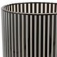 Set of Two Black Striped Glass Tabletop Pillar Candle Holders