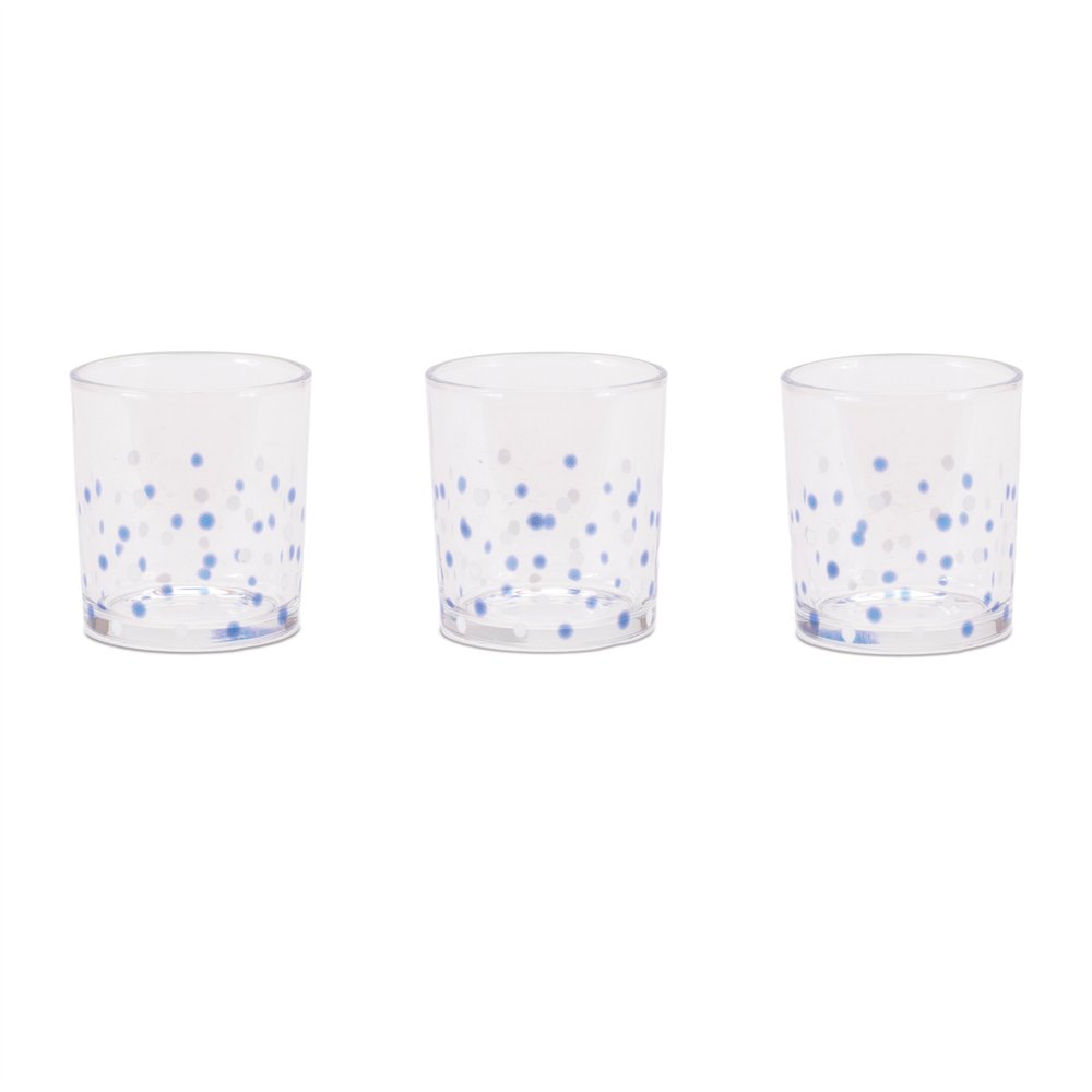 Set of Three Blue Abstract Glass Tabletop Votive Candle Holders
