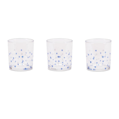 Set of Three Blue Abstract Glass Tabletop Votive Candle Holders