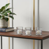 Set of Three Blue Abstract Glass Tabletop Votive Candle Holders