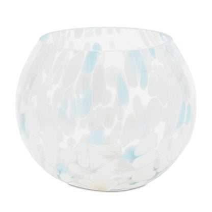 Set of Four Blue Abstract Glass Tabletop Votive Candle Holders