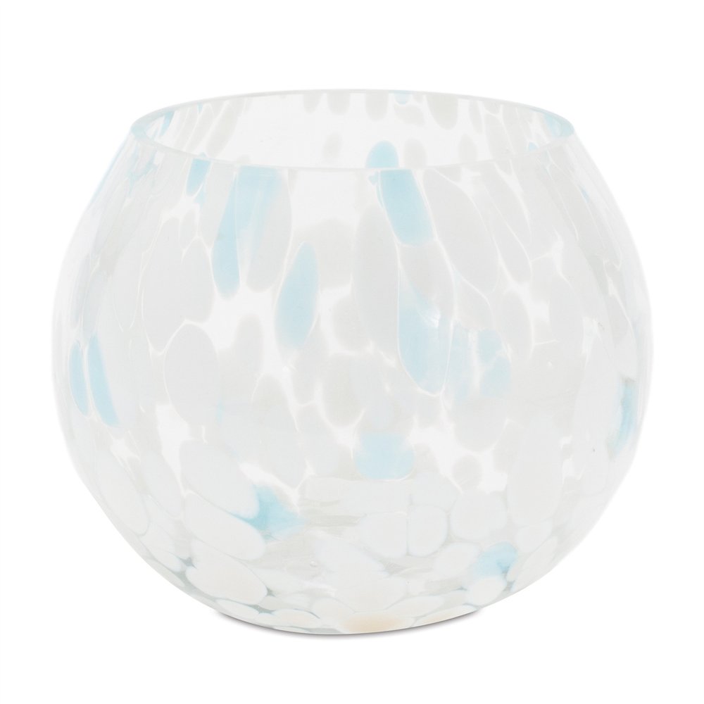 Set of Four Blue Abstract Glass Tabletop Votive Candle Holders