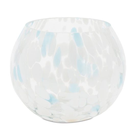 Set of Four Blue Abstract Glass Tabletop Votive Candle Holders