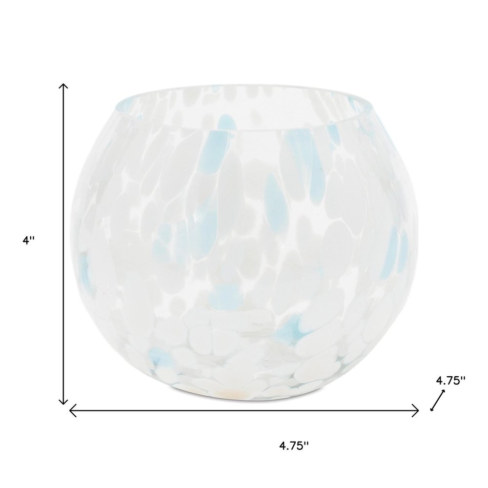 Set of Four Blue Abstract Glass Tabletop Votive Candle Holders