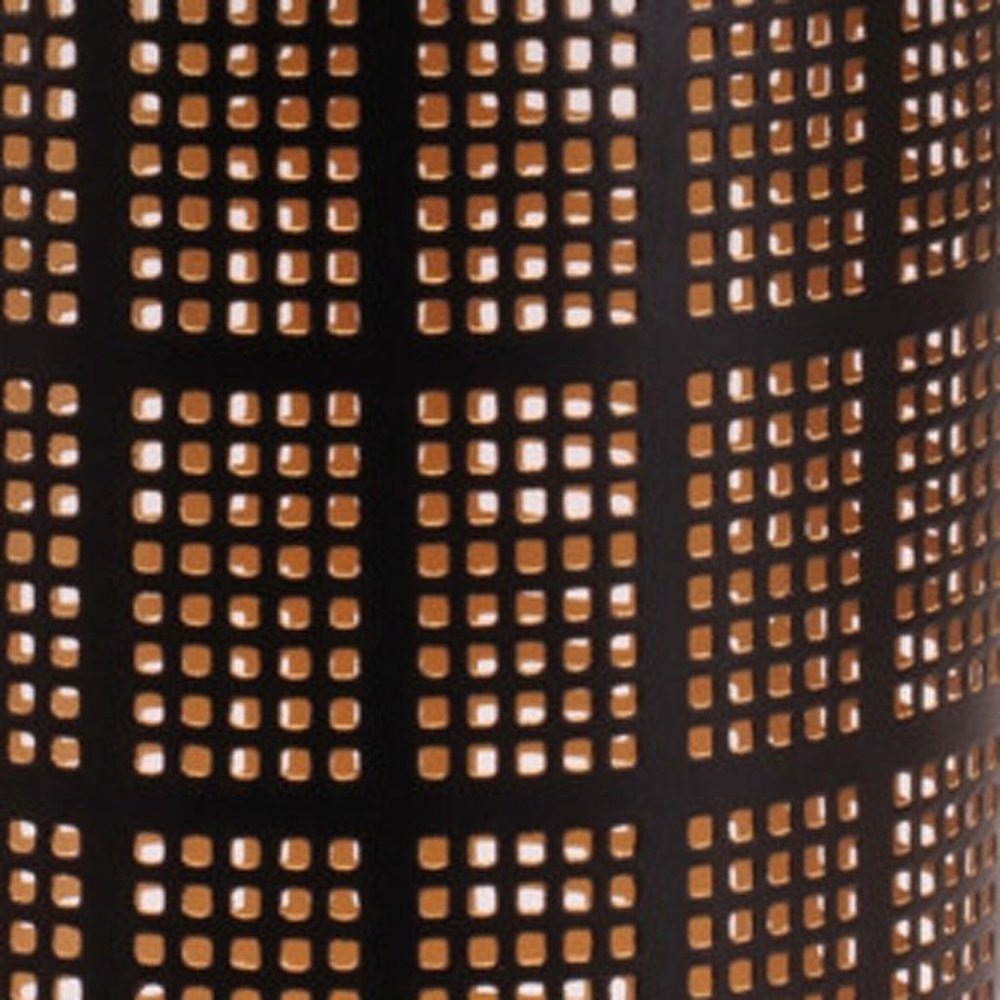 Set of Two Black And Gold Abstract Metal Tabletop Pillar Candle Holders